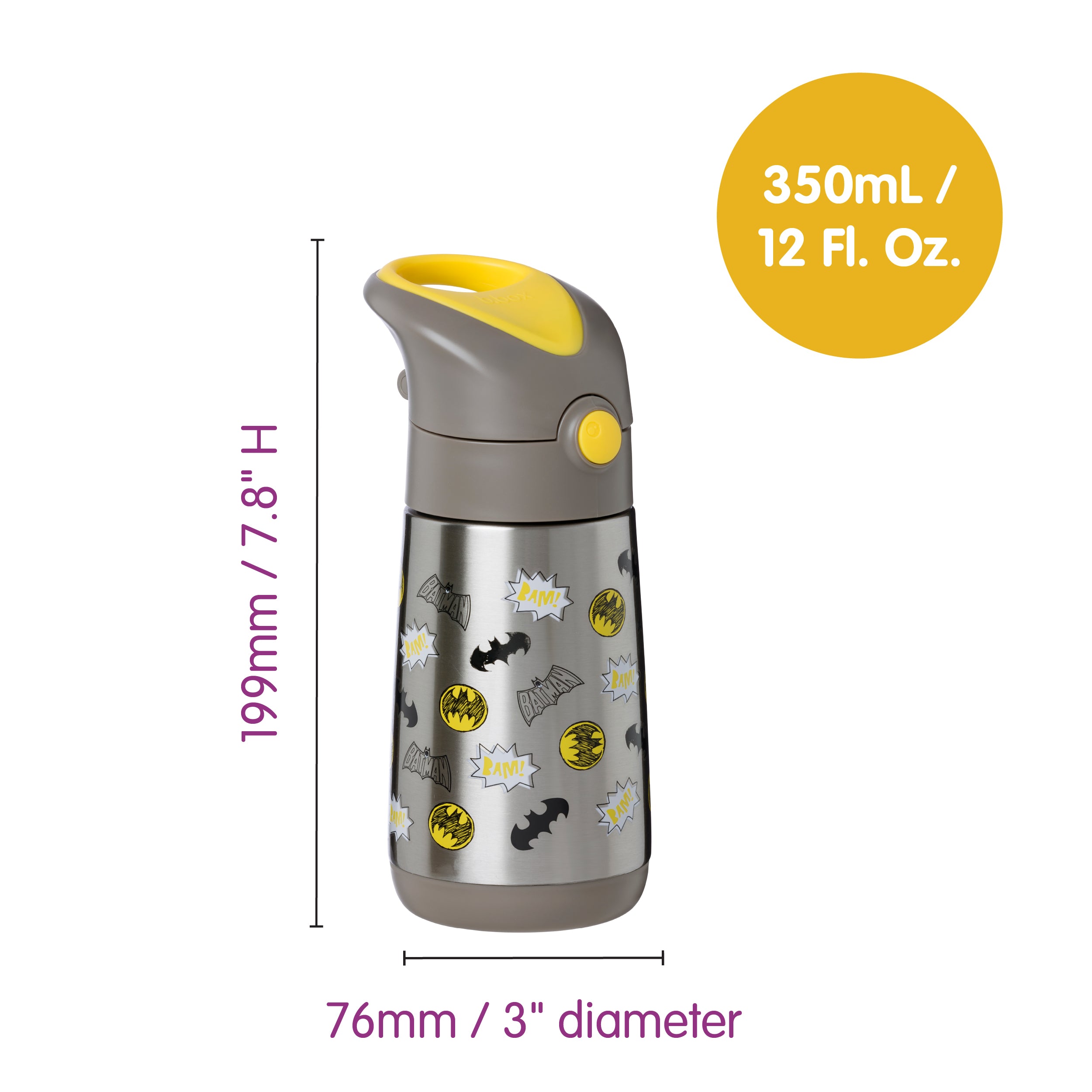 b-box-batman-isolierflasche-350-ml-kinder-trinkflasche image 6