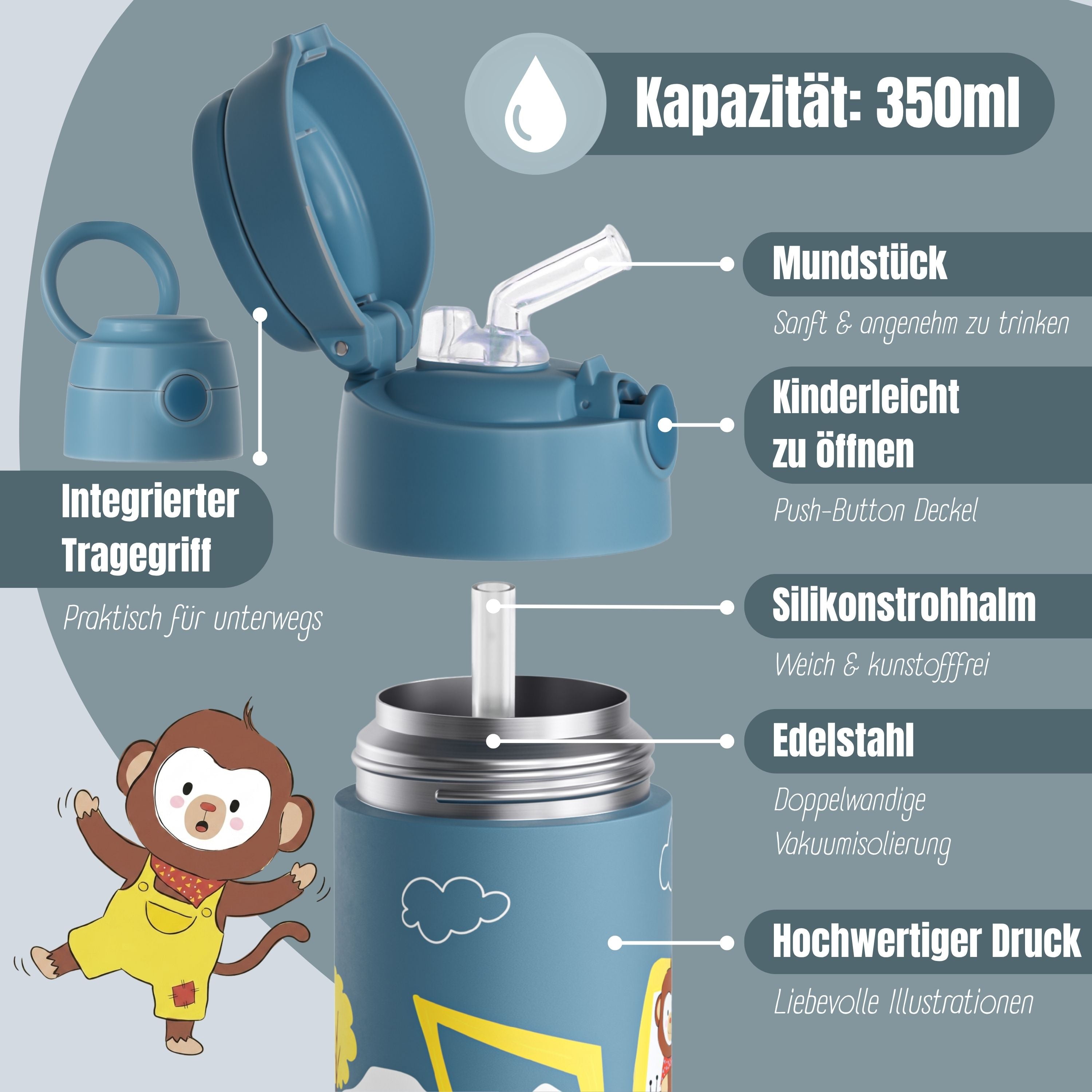 bearfoot-isolierflaschen-thermo-trinkflasche-bagger-affe-350ml image 6