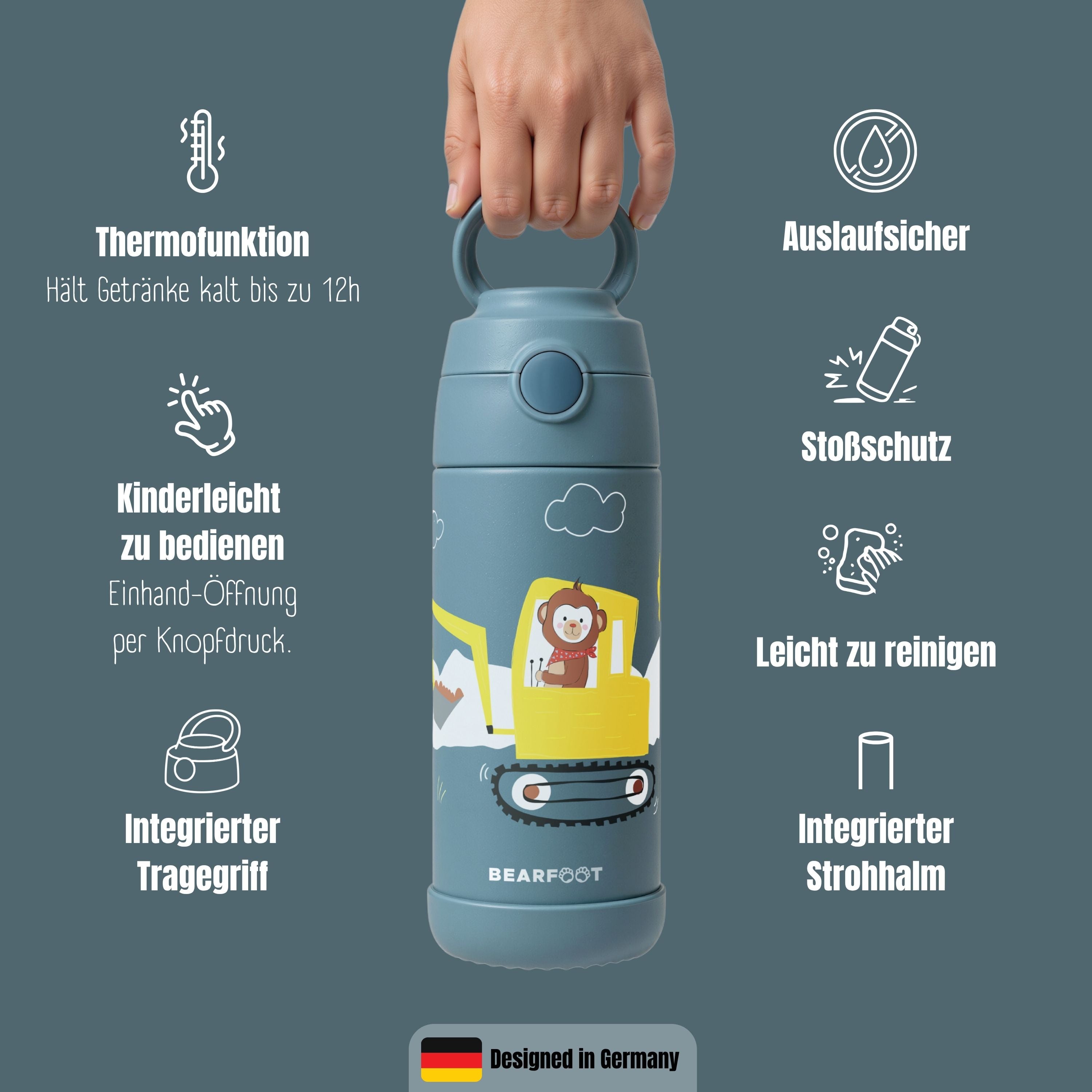 bearfoot-isolierflaschen-thermo-trinkflasche-bagger-affe-350ml image 8