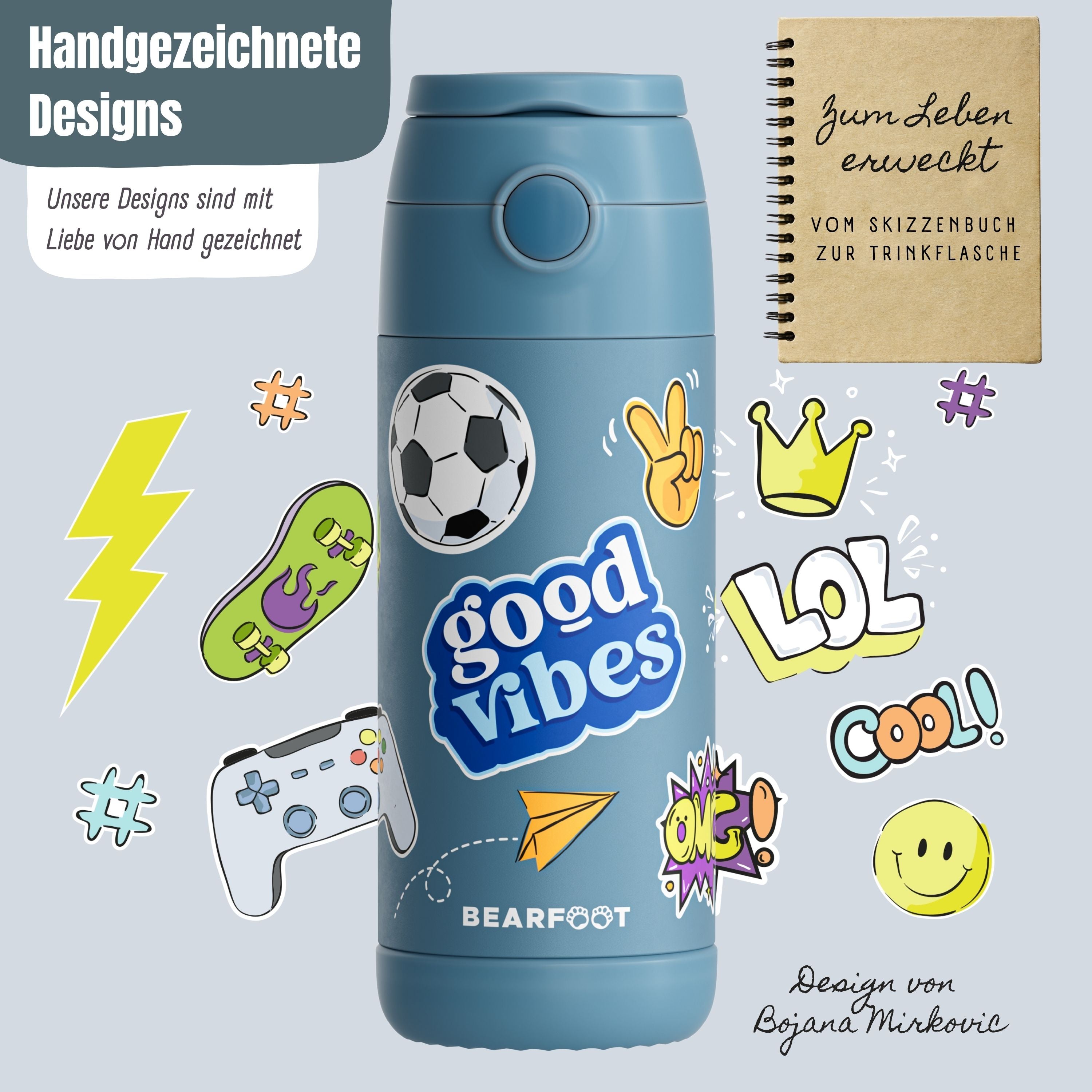 bearfoot-isolierflasche-thermo-trinkflasche-sticker-blau-350ml-edelstahl image 3