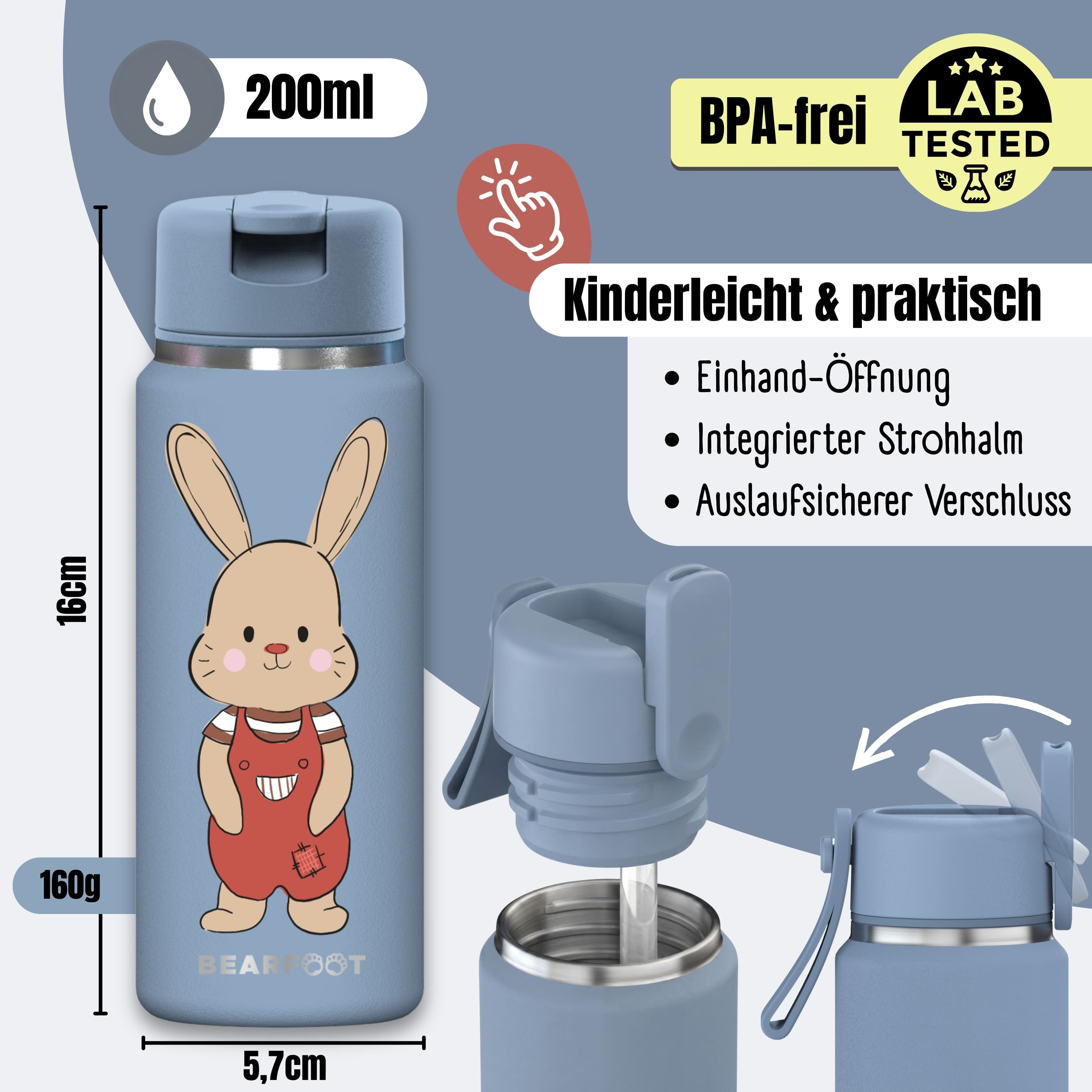 bearfoot-tiny-thermo-trinkflasche-edelstahl-hase-200ml image 4