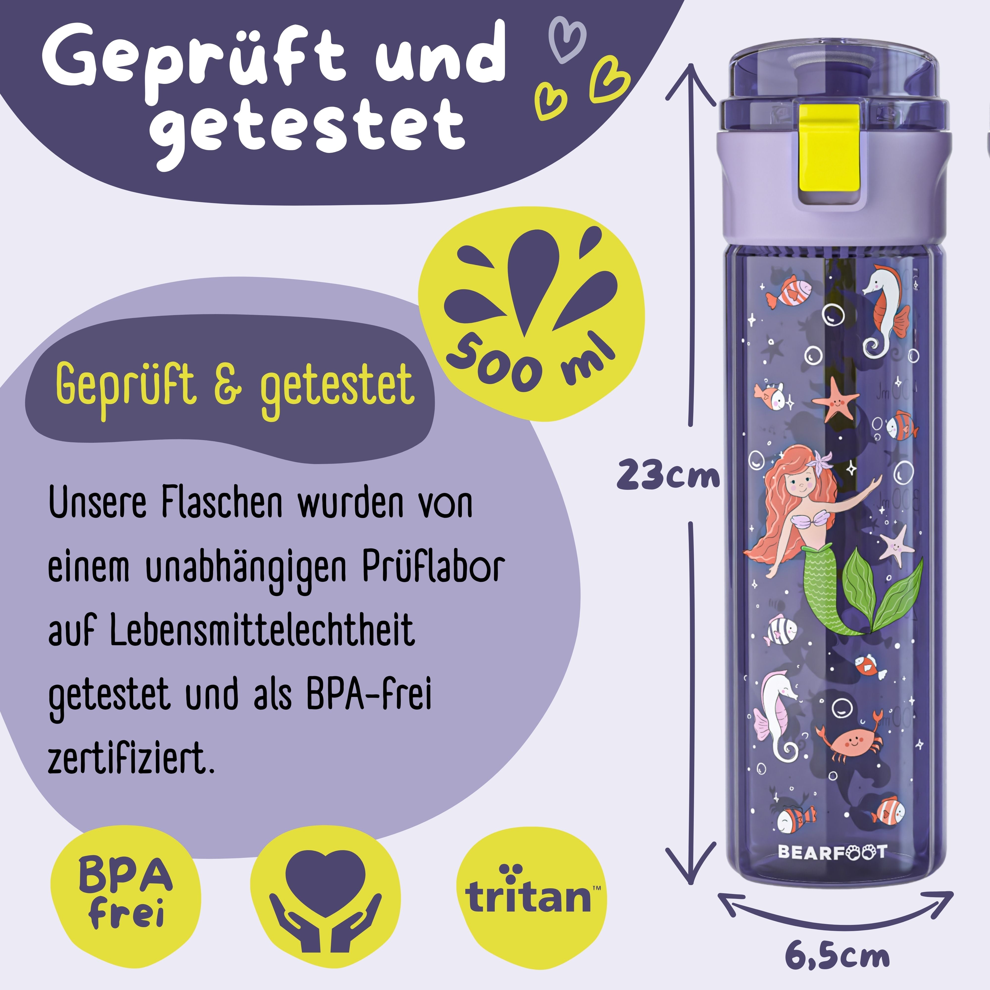 bearfoot-trinkflasche-meerjungfrau-lila-kinder-500ml-tritan image 5