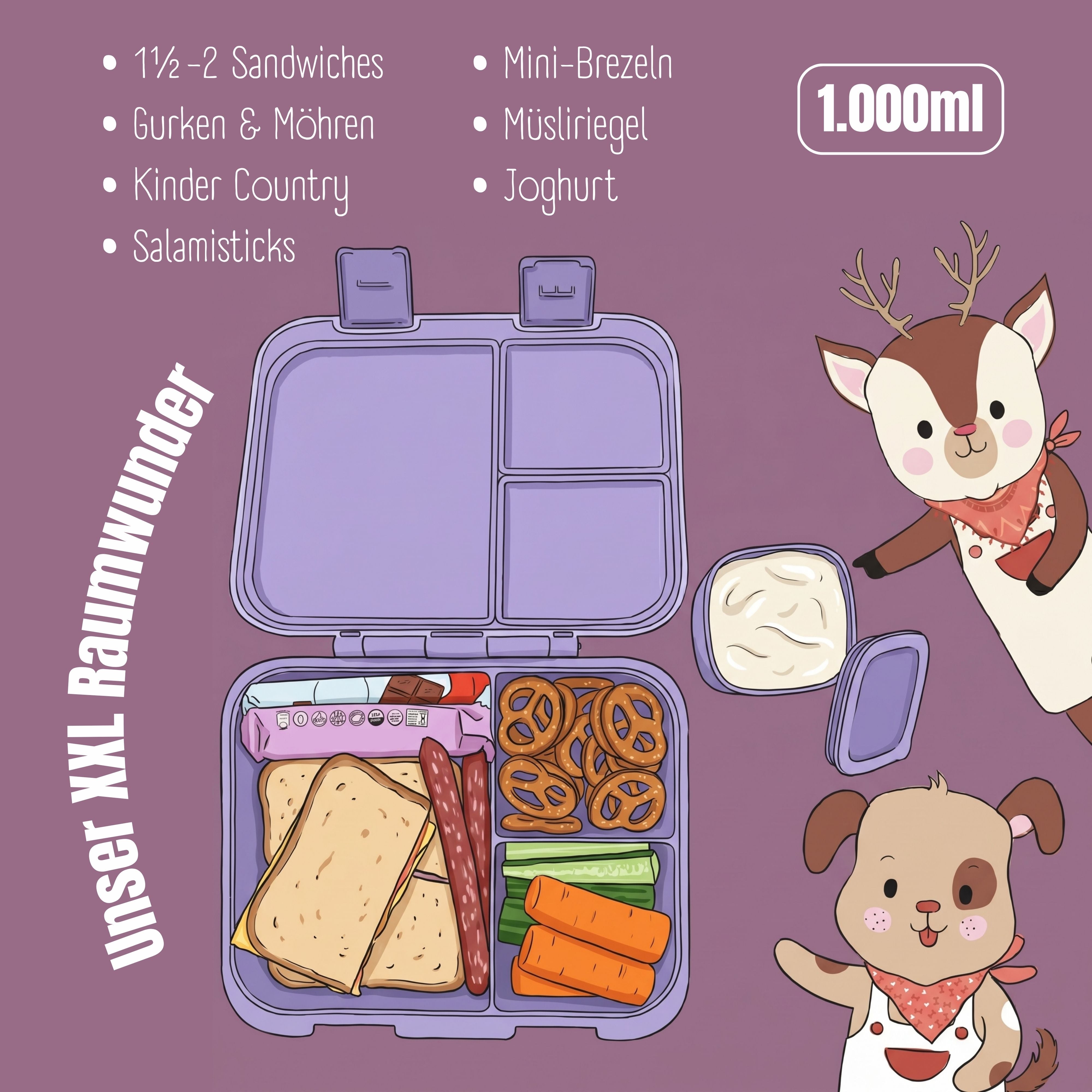 bearfoot-bento-box-compact-brotdose-einhorn-lila-auslaufsicher-650ml image 8