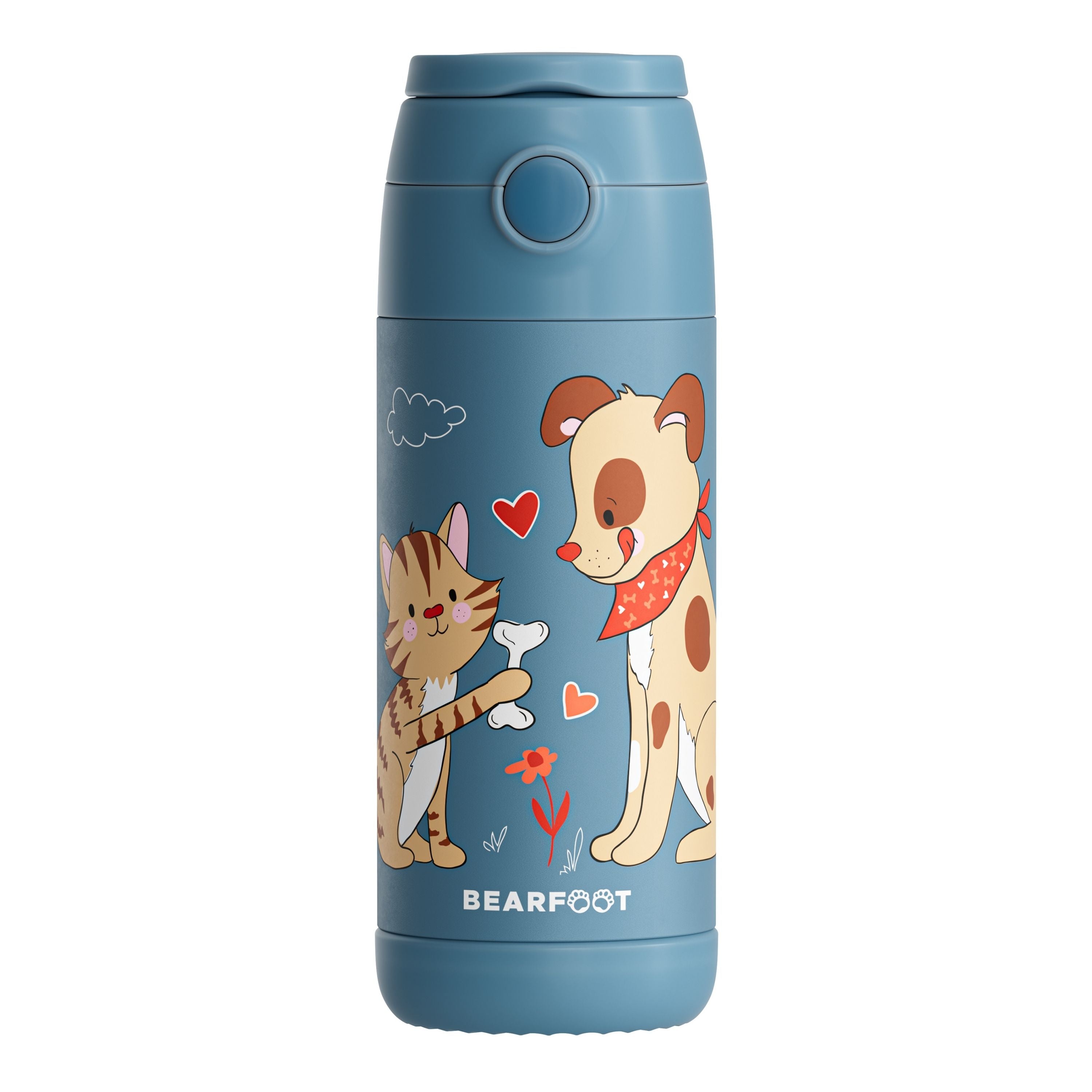 bearfoot-thermo-trinkflasche-kinder-hund-katze-blau-350ml image 3
