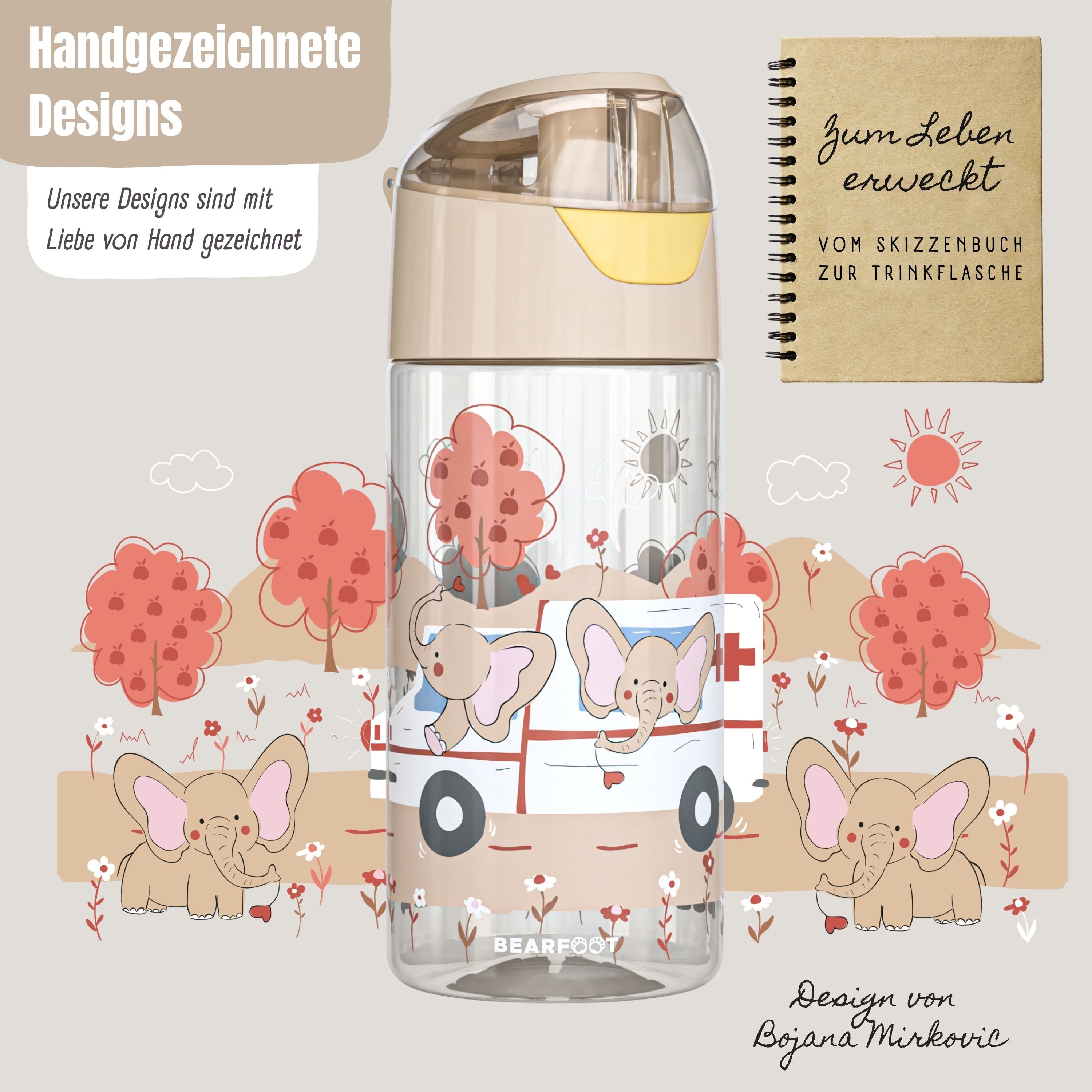 bearfoot-trinkflasche-kinder-elefanten-450ml-tritan-bpa-frei image 2