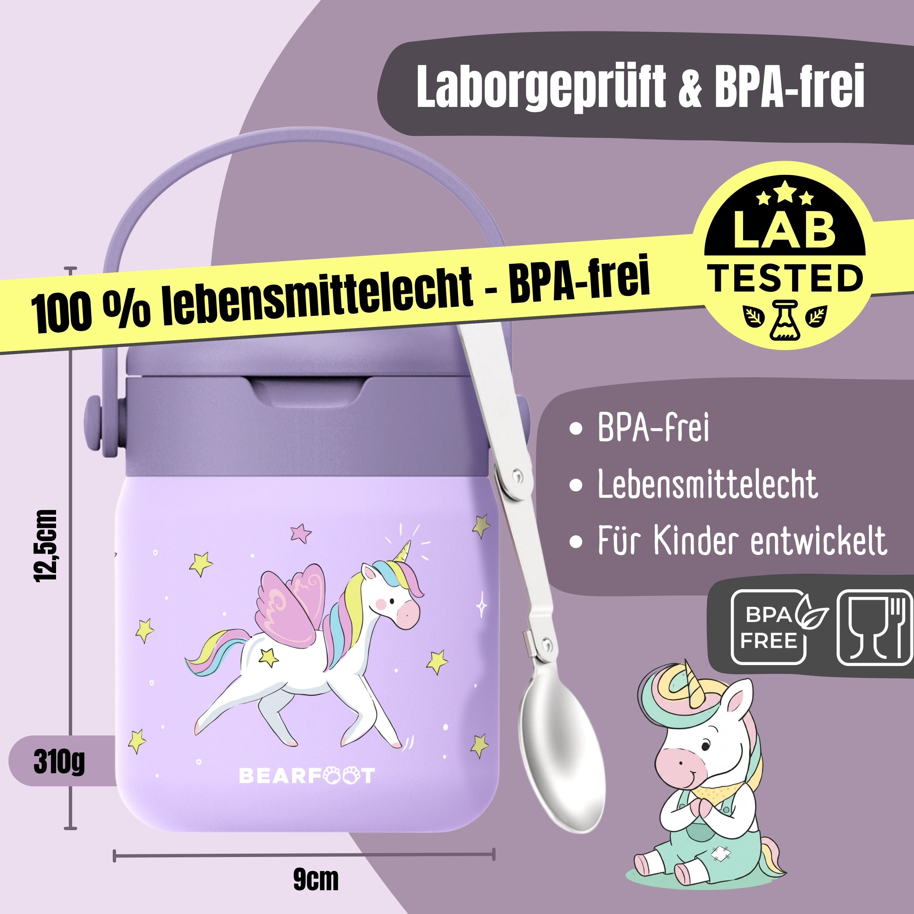 bearfoot-thermobeh-lter-kinder-edelstahl-einhorn-lila-500ml image 5