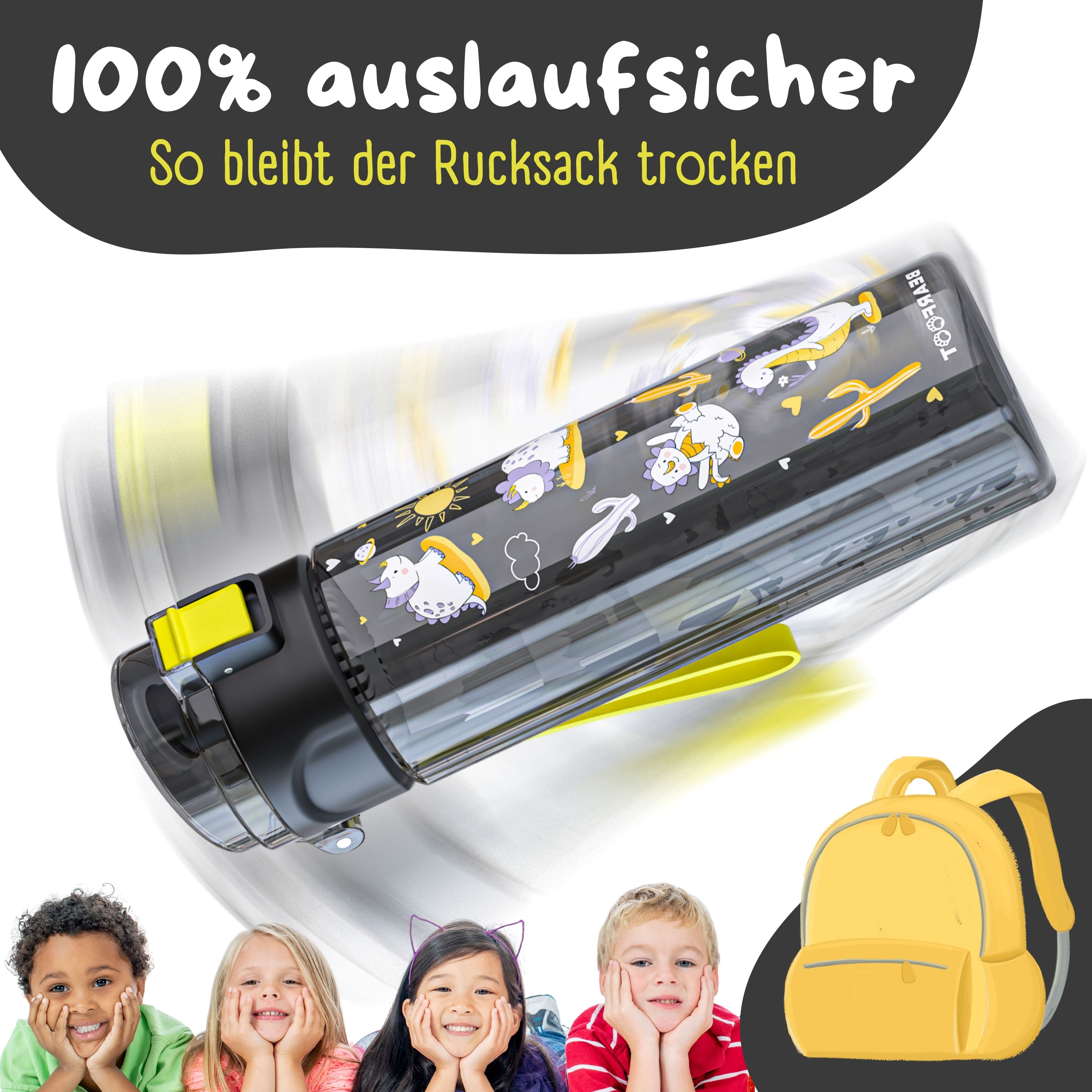 bearfoot-trinkflaschen-kinder-500ml-dinos-schwarz-auslaufsicher image 8