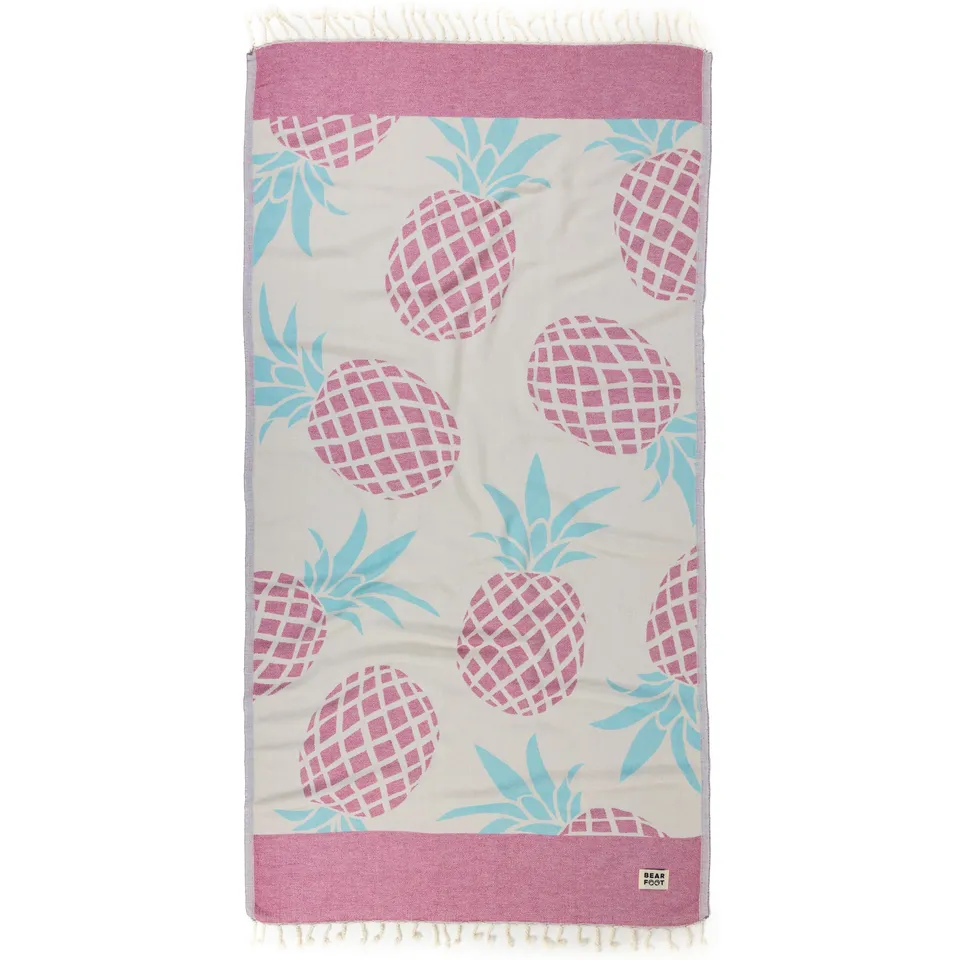 bearfoot-strandt-cher-pineapple-pink-strandtuch-baumwolle image 1