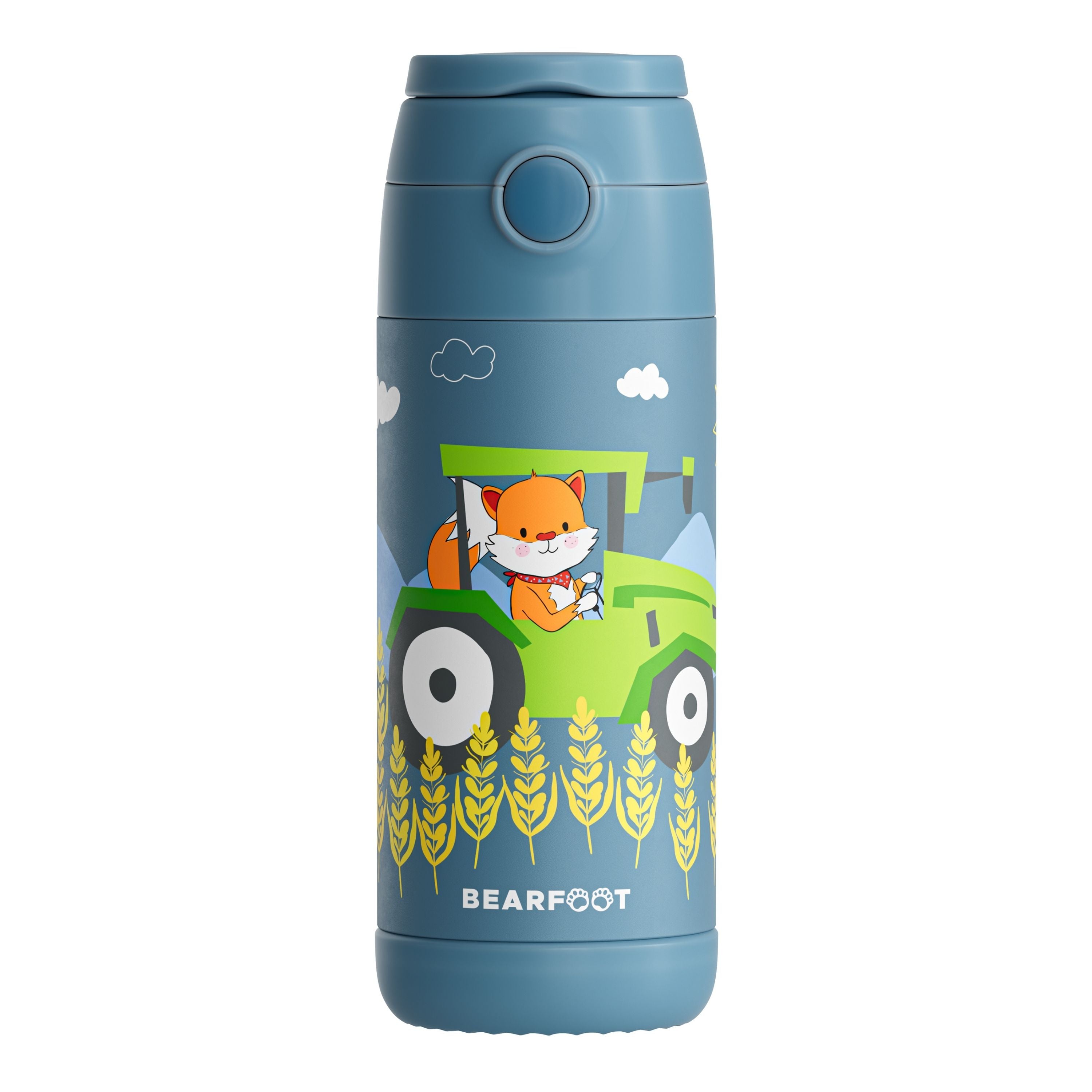 bearfoot-isolierflasche-traktor-fuchs-trinkflasche-blau-350ml image 3
