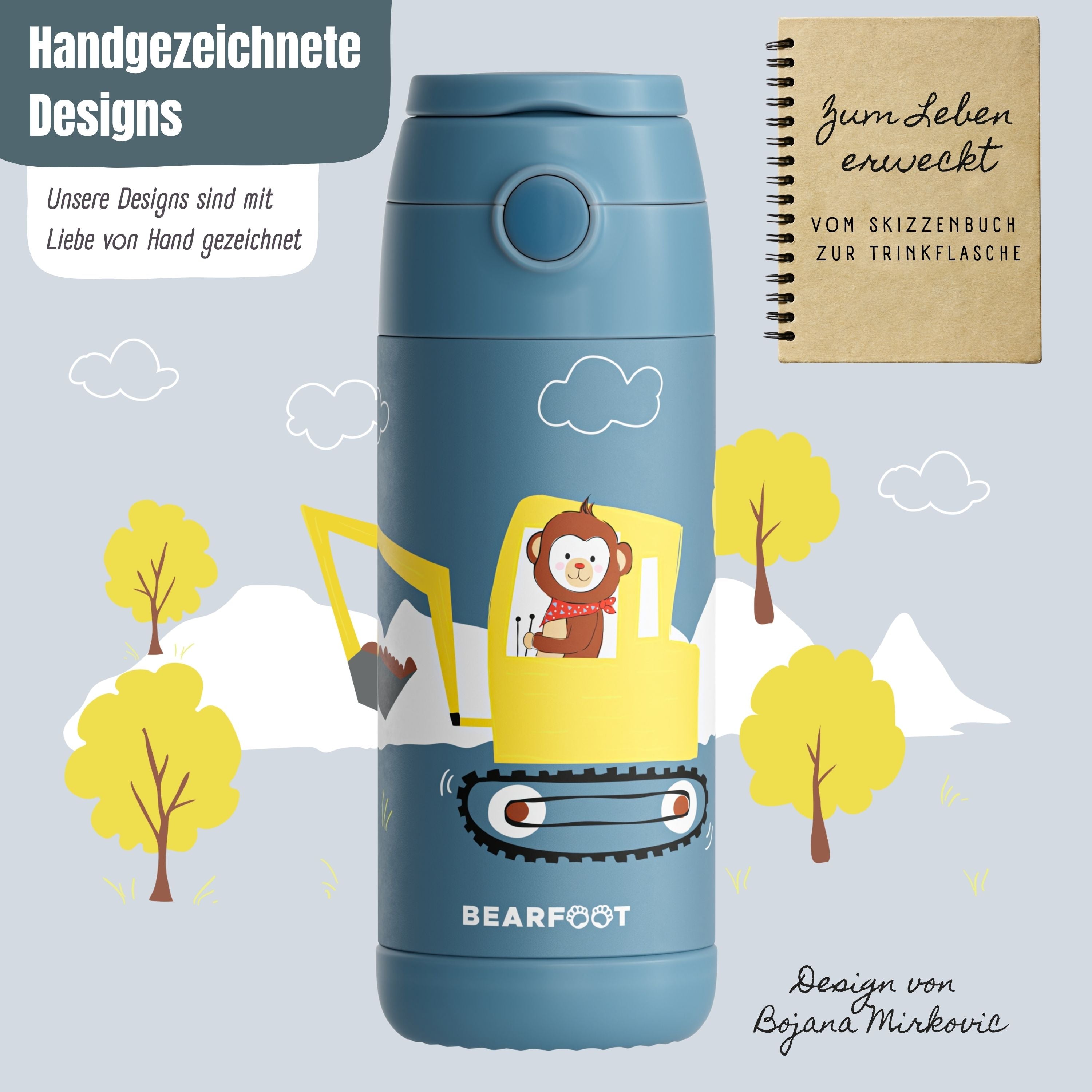 bearfoot-isolierflaschen-thermo-trinkflasche-bagger-affe-350ml image 4