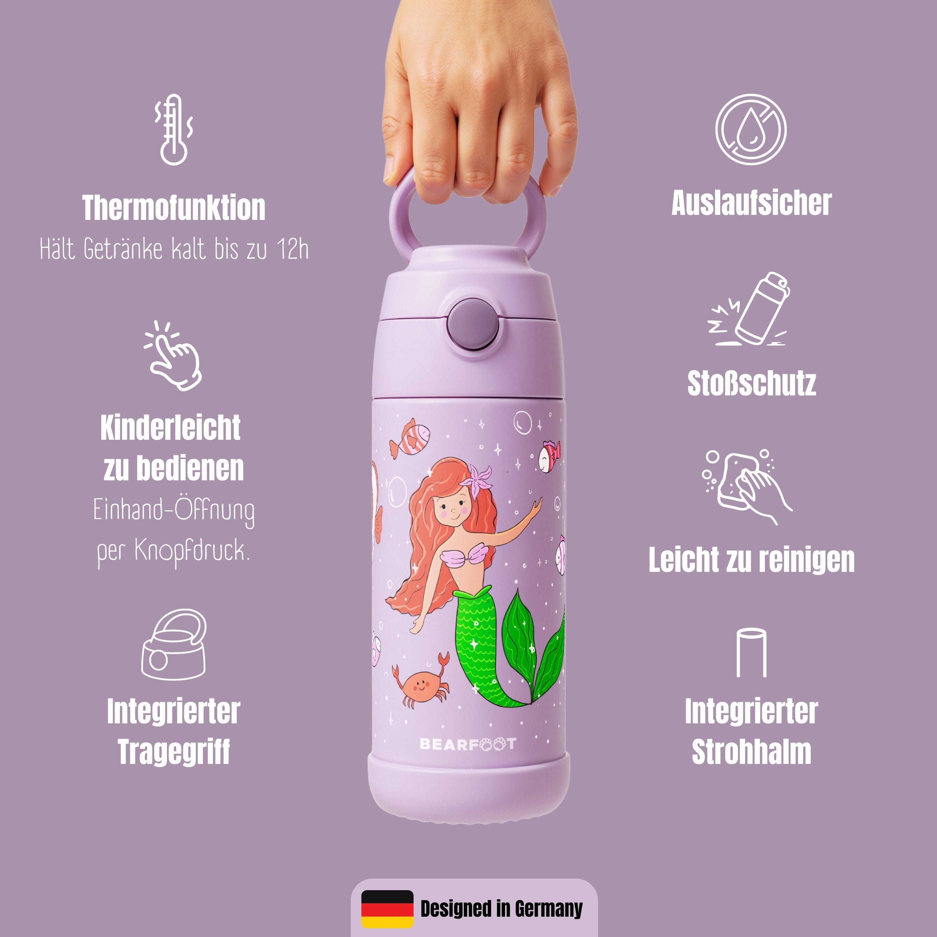 bearfoot-thermo-trinkflasche-edelstahl-350-ml-meerjungfrau-lila image 8