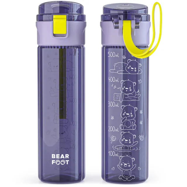 bearfoot-trinkflasche-kinder-500ml-logo-lila-tritan-bpa-frei image 1