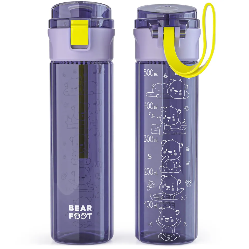 bearfoot-trinkflasche-kinder-500ml-logo-lila-tritan-bpa-frei image 1