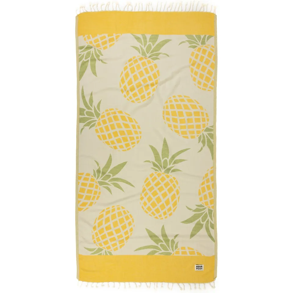 bearfoot-strandt-cher-pineapple-yellow-strandtuch-baumwolle-gelb image 1