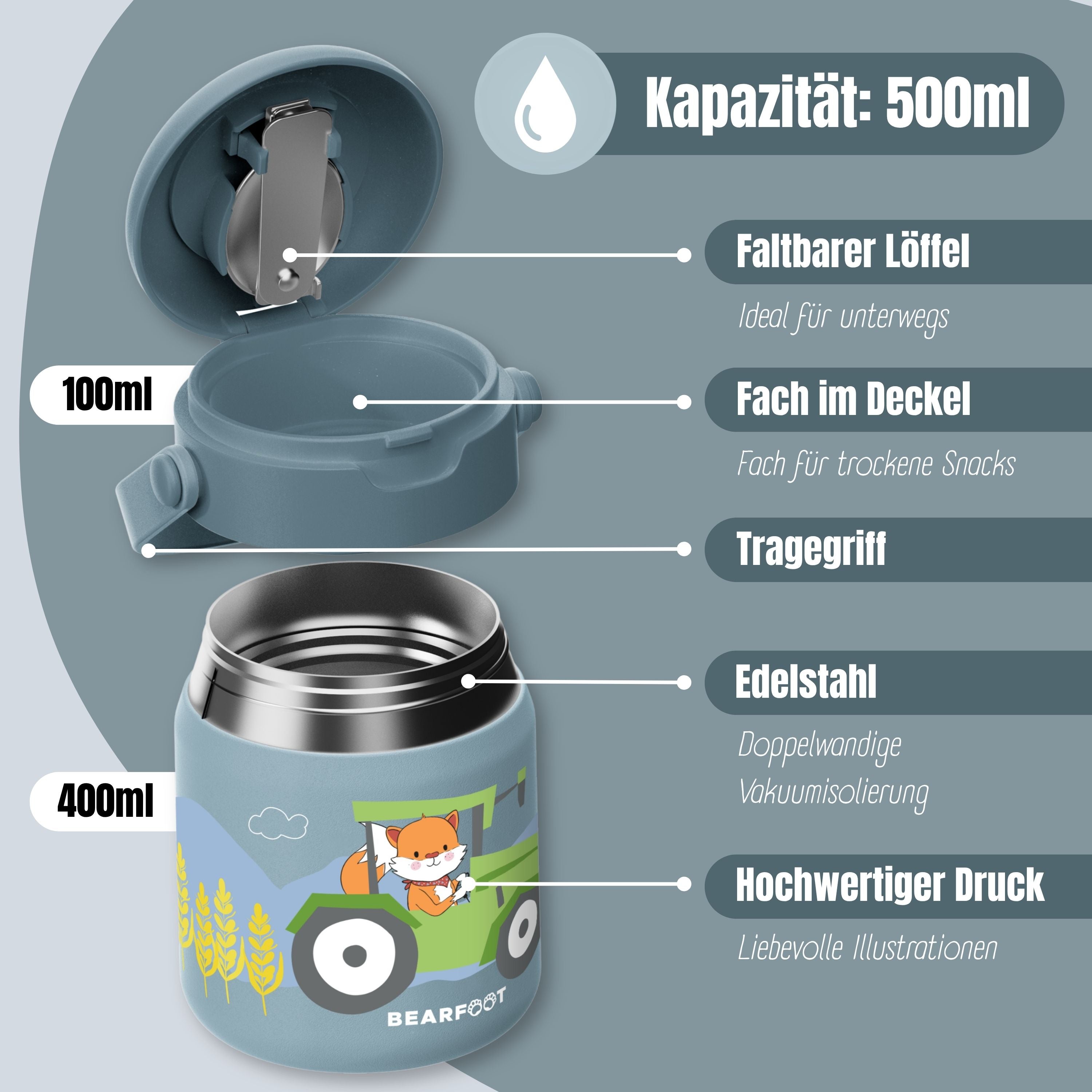 bearfoot-thermobeh-lter-kinder-edelstahl-traktor-blau-500ml image 6