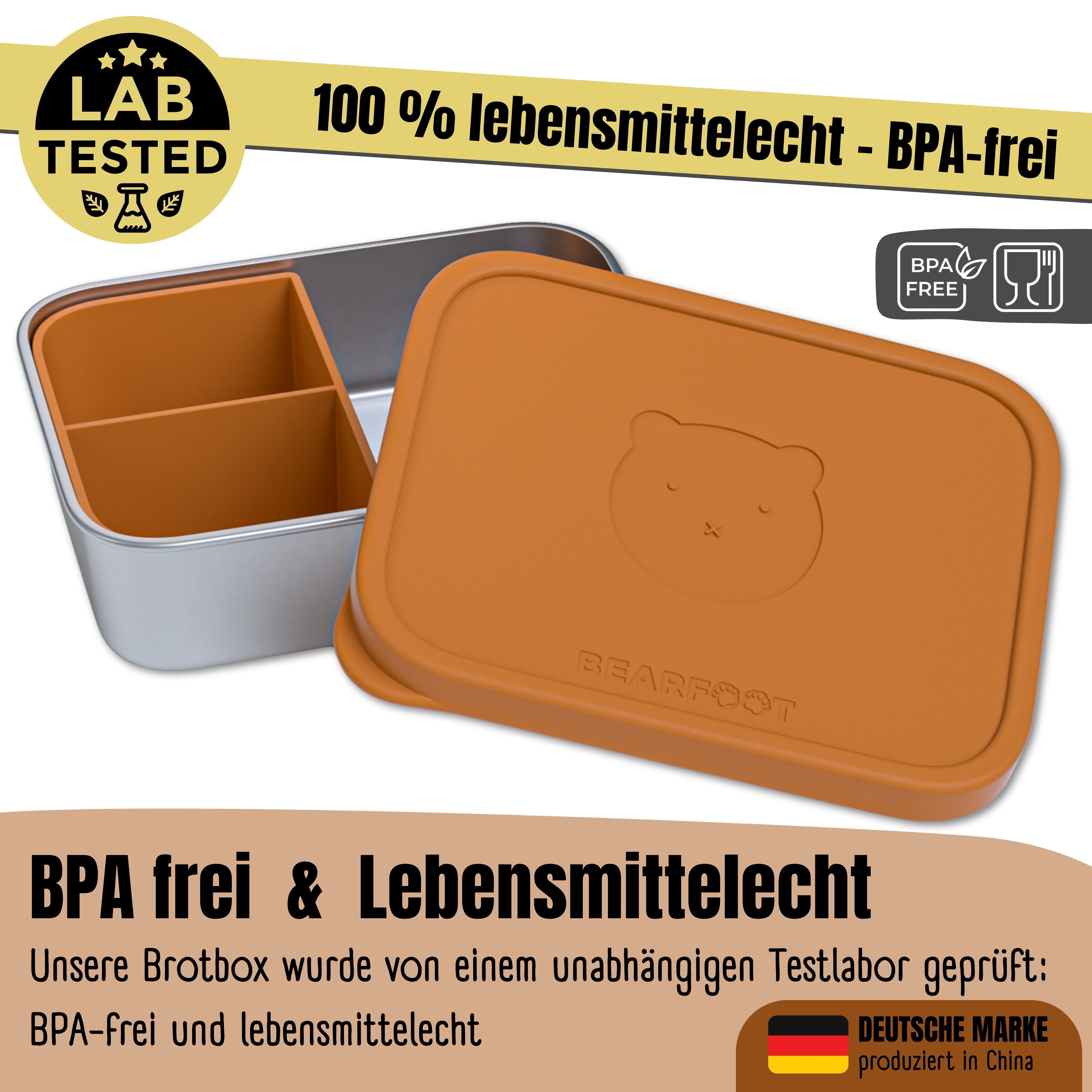 bearfoot-bento-brotdose-edelstahl-silikoneinsatz-braun-700ml-bpa-frei image 4