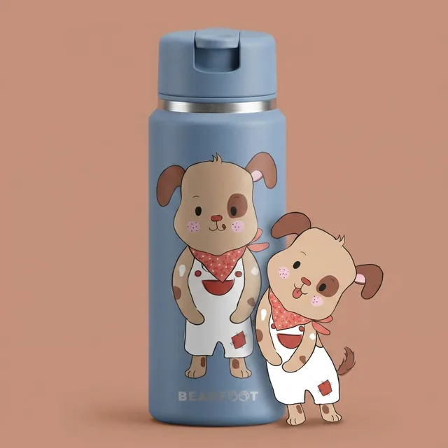 bearfoot-tiny-thermo-kinder-trinkflasche-edelstahl-hund-blau-200ml image 1