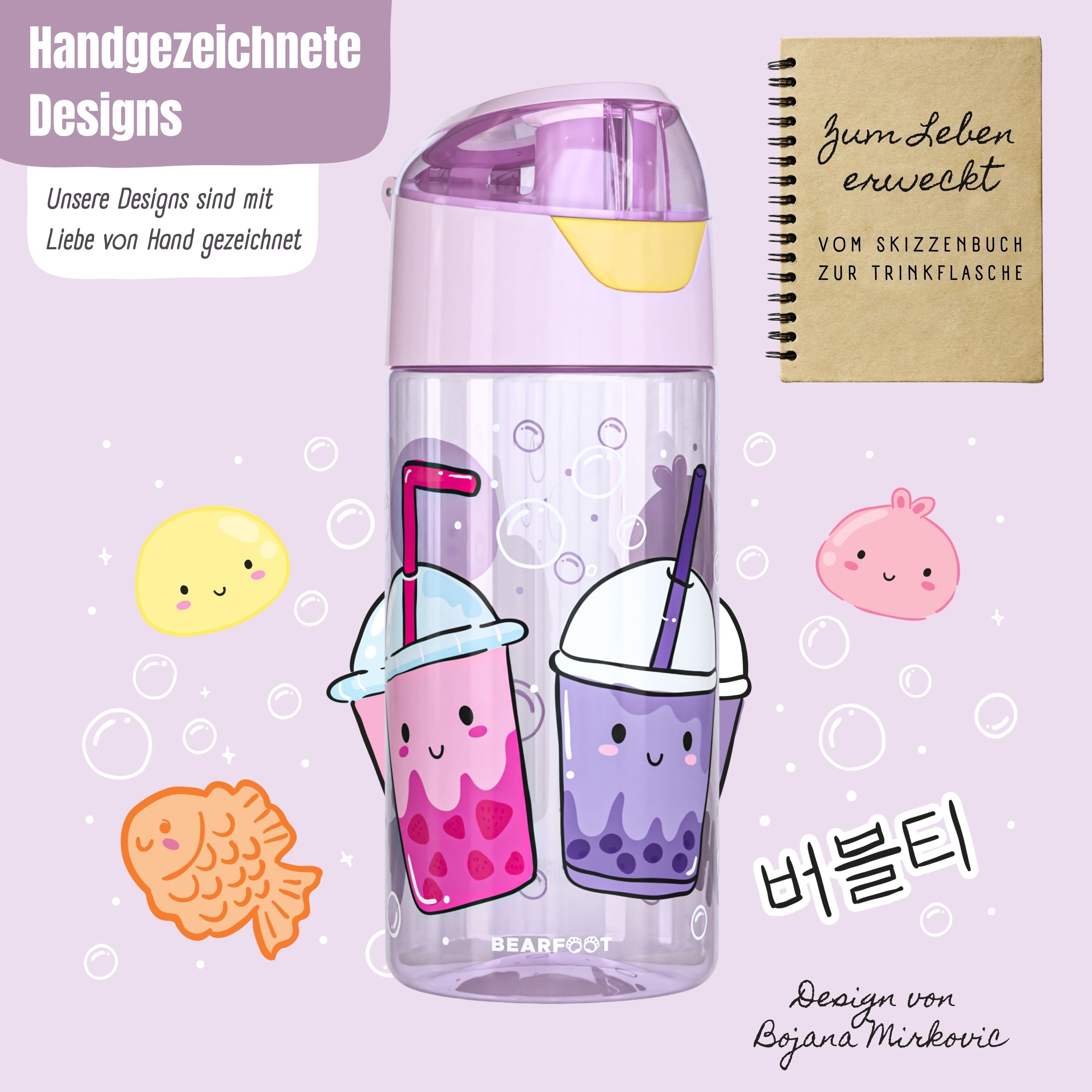 bearfoot-trinkflasche-bubble-tea-kinder-450ml-bpa-frei-lila image 2