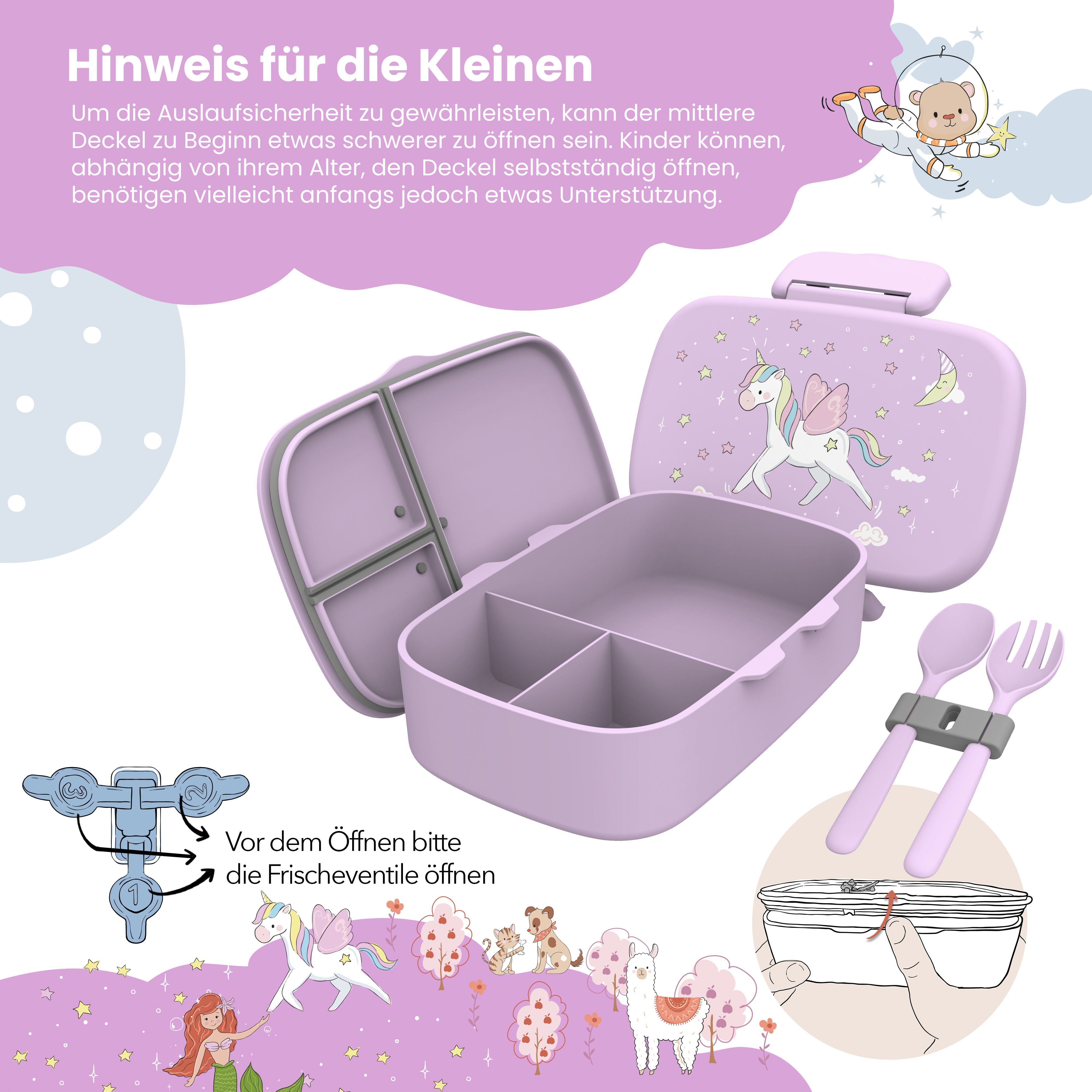 bearfoot-brotdose-kinder-einhorn-lila-bento-lunchbox-mit-f-chern image 4