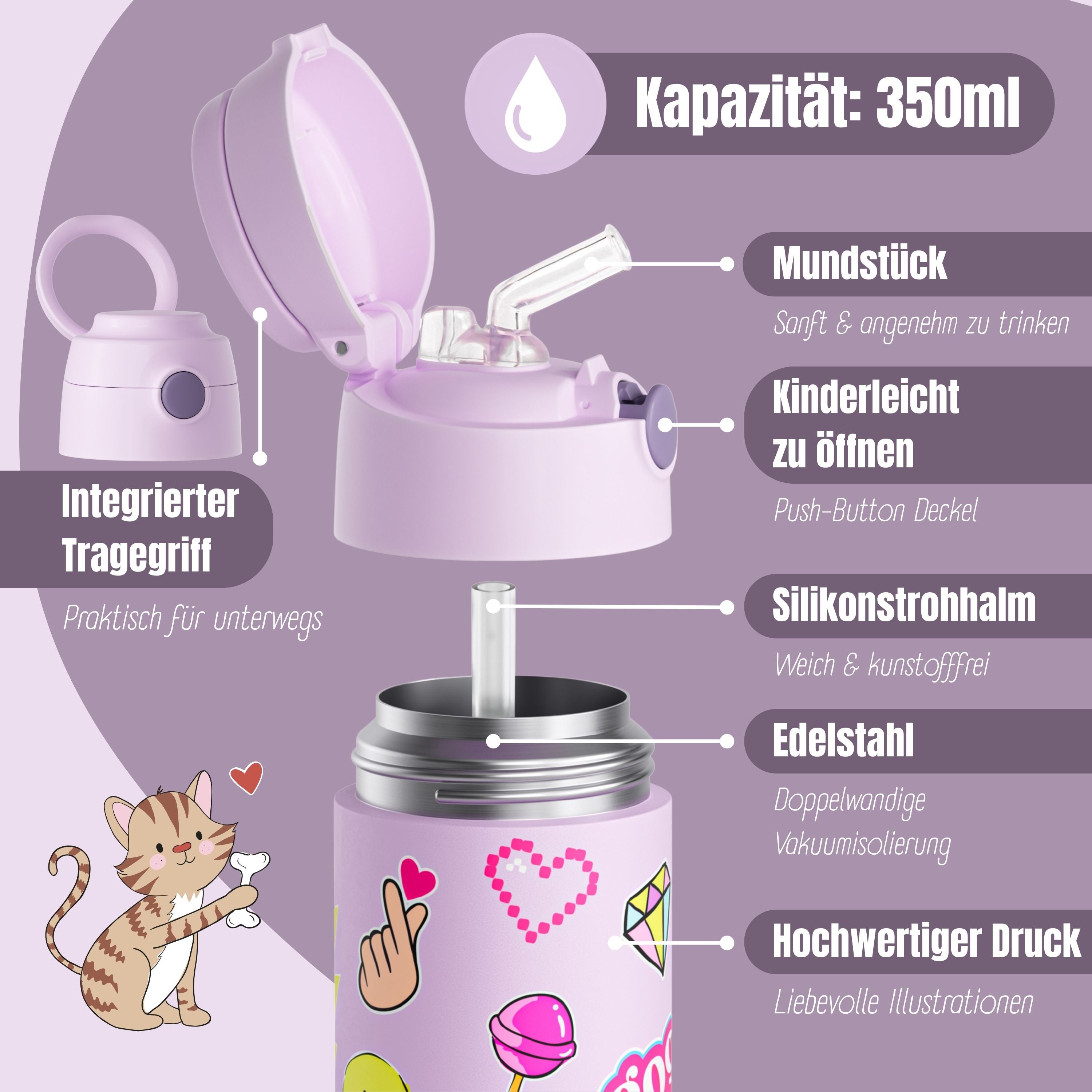 bearfoot-isolierflaschen-sticker-lila-trinkflasche-350ml-edelstahl image 6